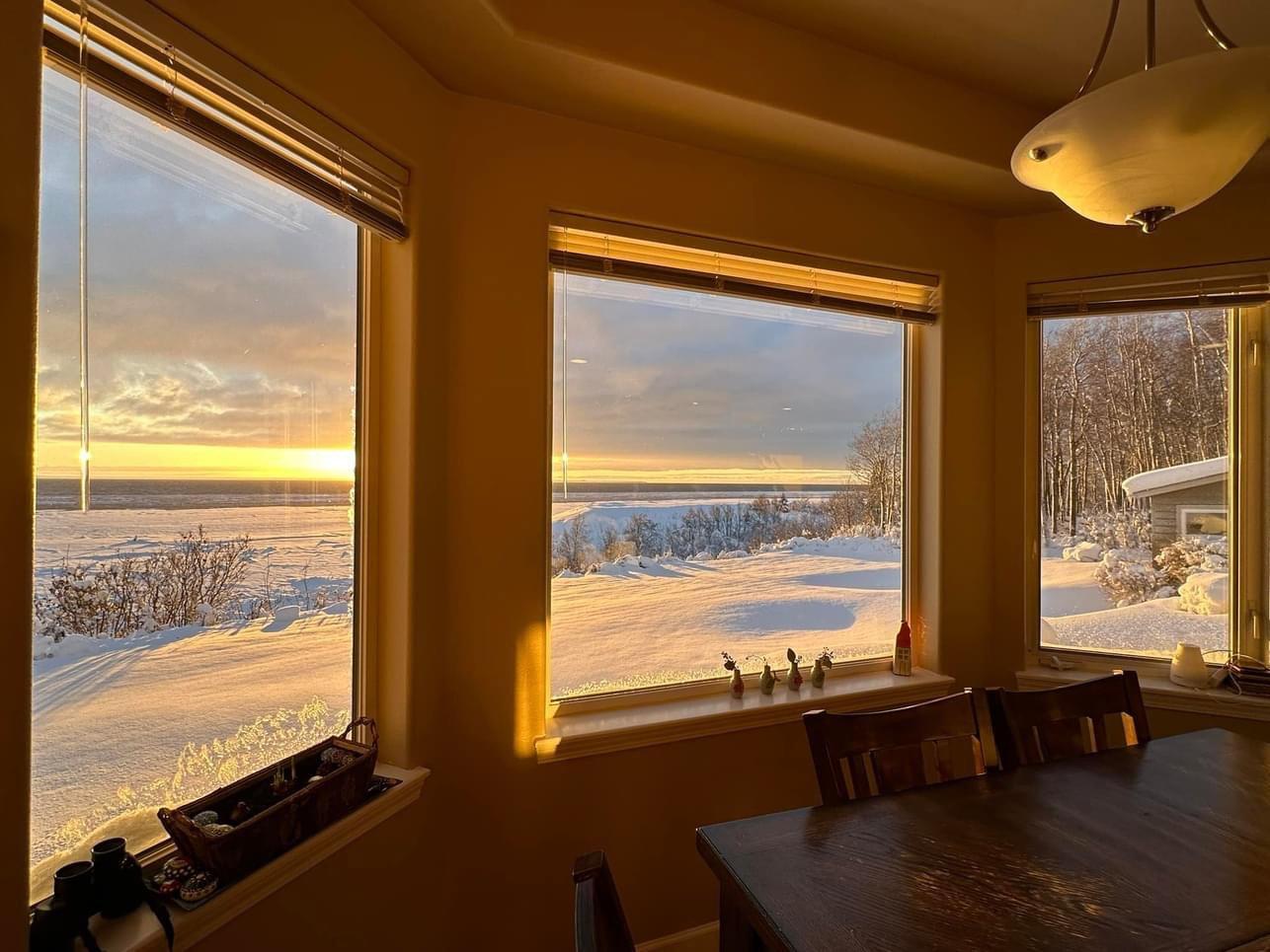 1st major snowfall overnight…then the sun peeked out just in time before setting in Anchorage, Alaska.