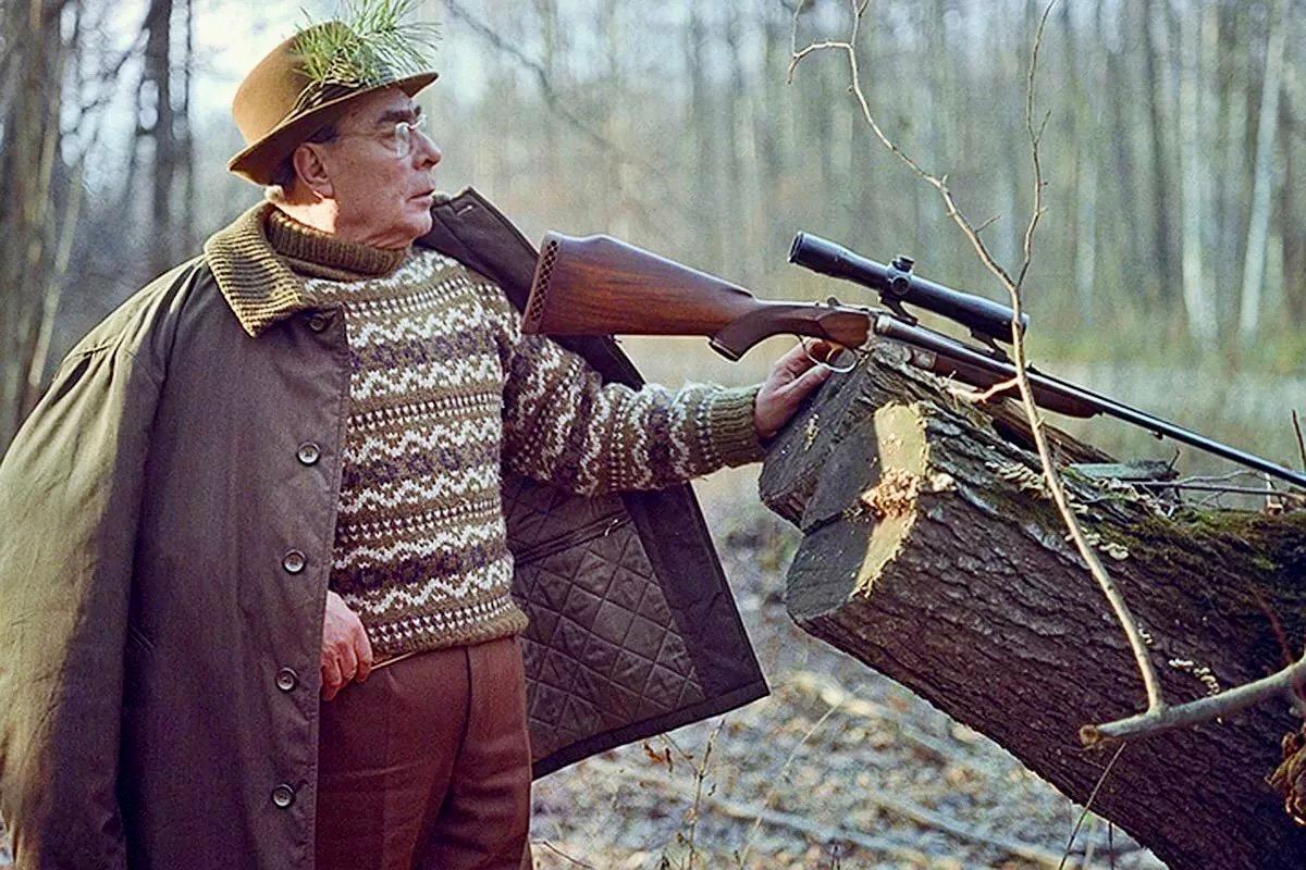 General Secretary of the Central Committee of the CPSU USSR Leonid Ilyich Brezhnev on a hunt in the hunting farm "Zalesye" (Brovarsky district, Kiev region) with a carbine MC 10-09.