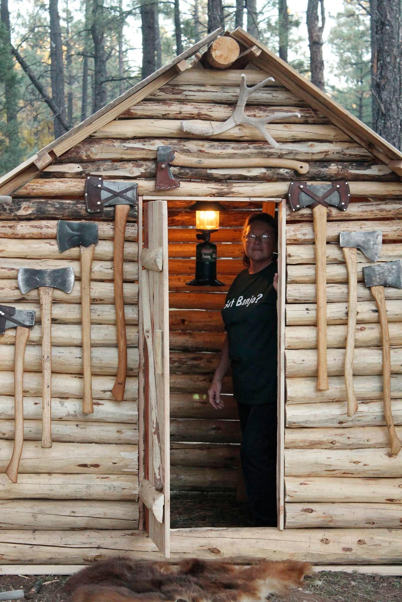 A mini cabin my Son built with all hand tools.