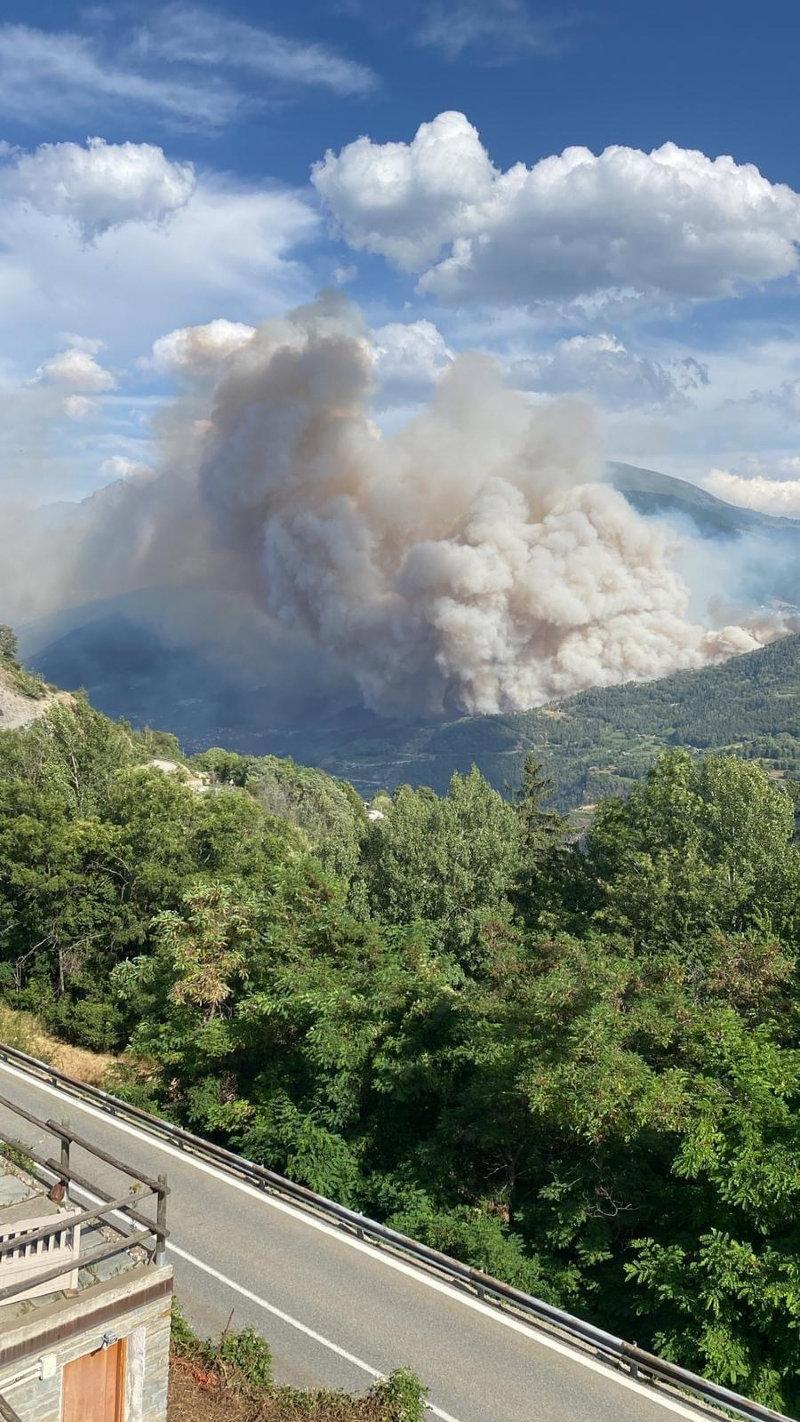 A big fire in valle d Aosta.
