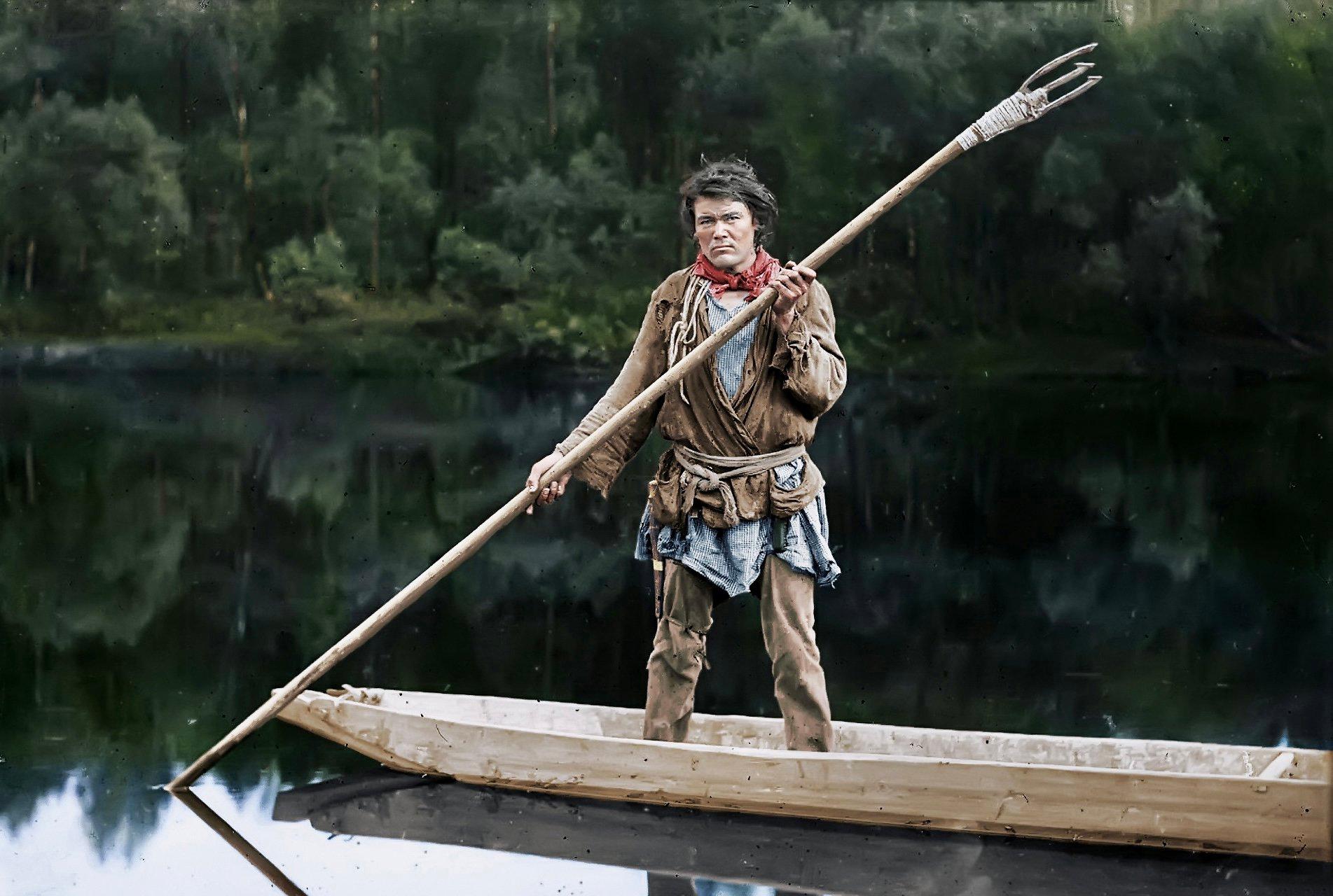 A fisherman with a spear.