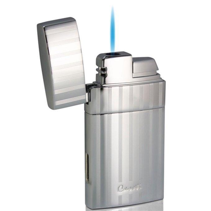 CASETI TROY POLISHED CHROME SINGLE TORCH FLAME CIGAR LIGHTER!!