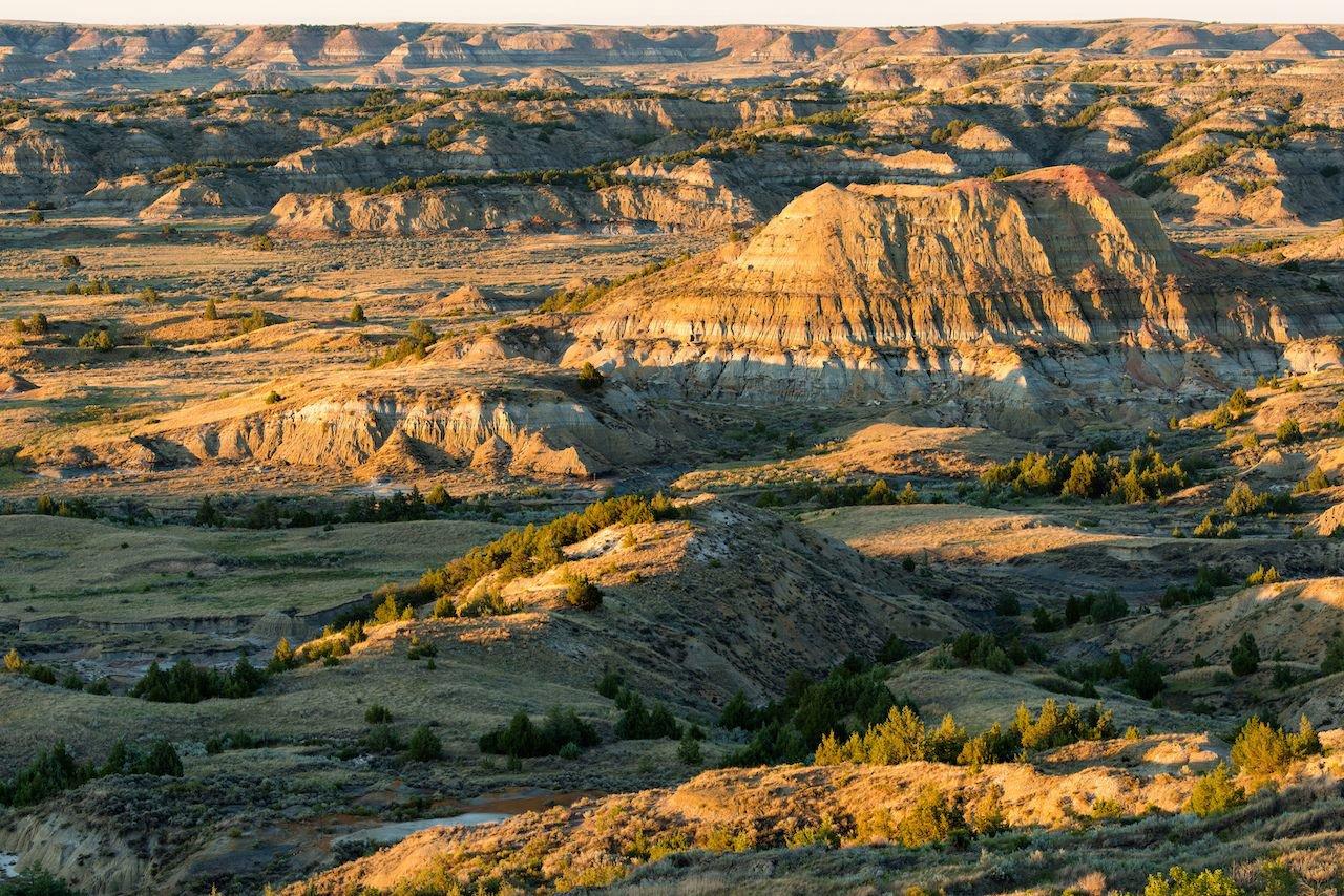 In western North Dakota, Little Missouri State Park has over 45 miles of trails running through the badlands.