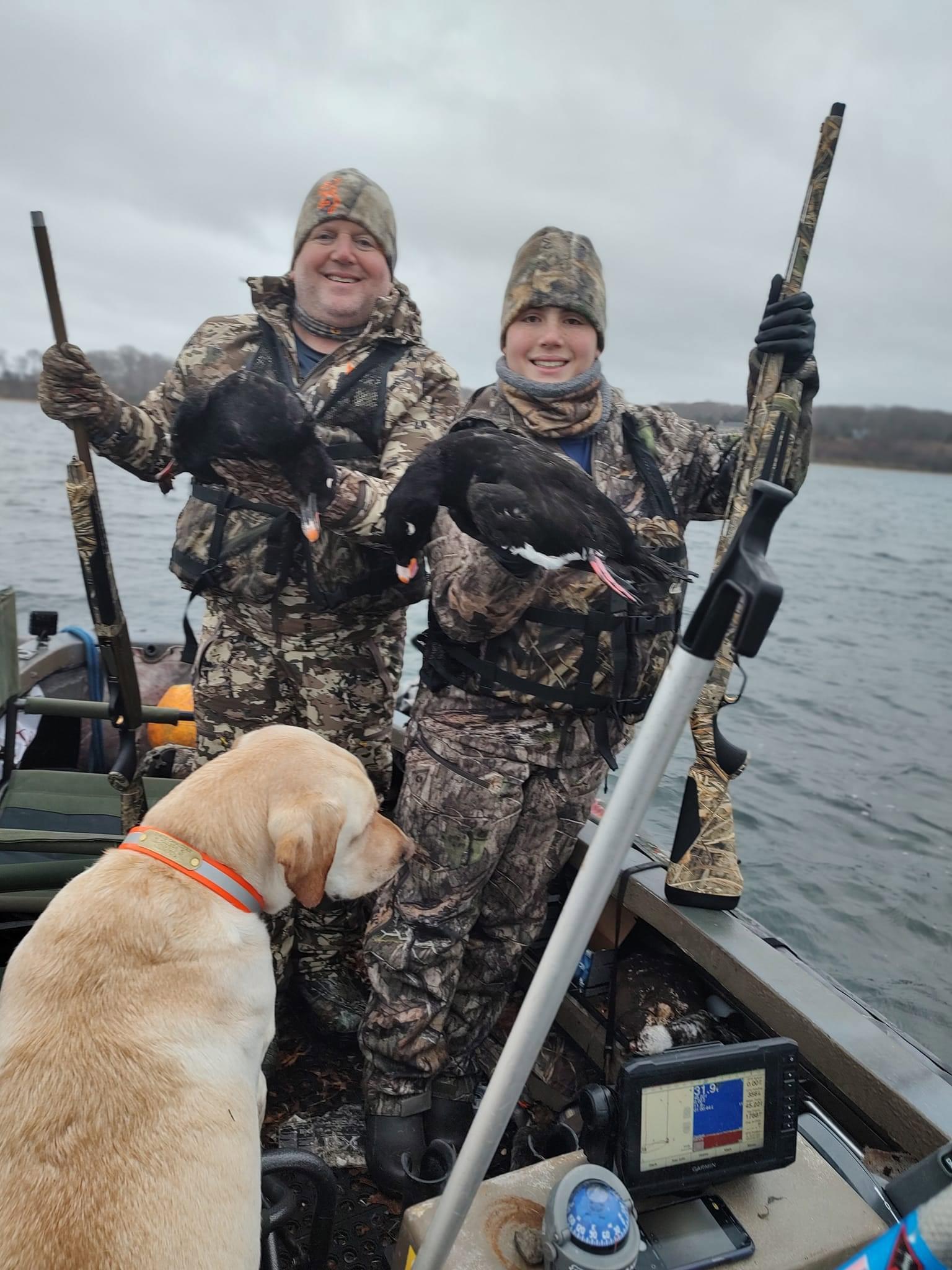Today we had Alex and his 15 year old son Myles out on a sea duck hunt.
