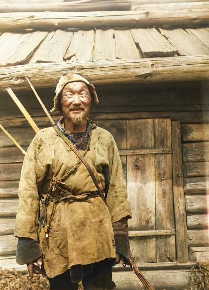 An Evenk hunter with equipment.