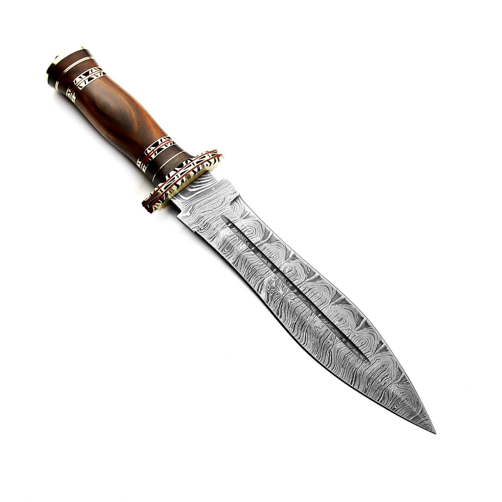 Custom made Damascus steel Dagger knife Buffalo & wood Handel 