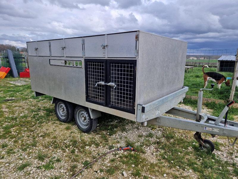 Vend remorque plateau avec caisse indépendante capacité 20 grand chiens