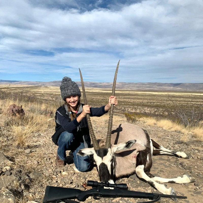 200 yard heart shot, NM diy public land Oryx for her first big game animal.