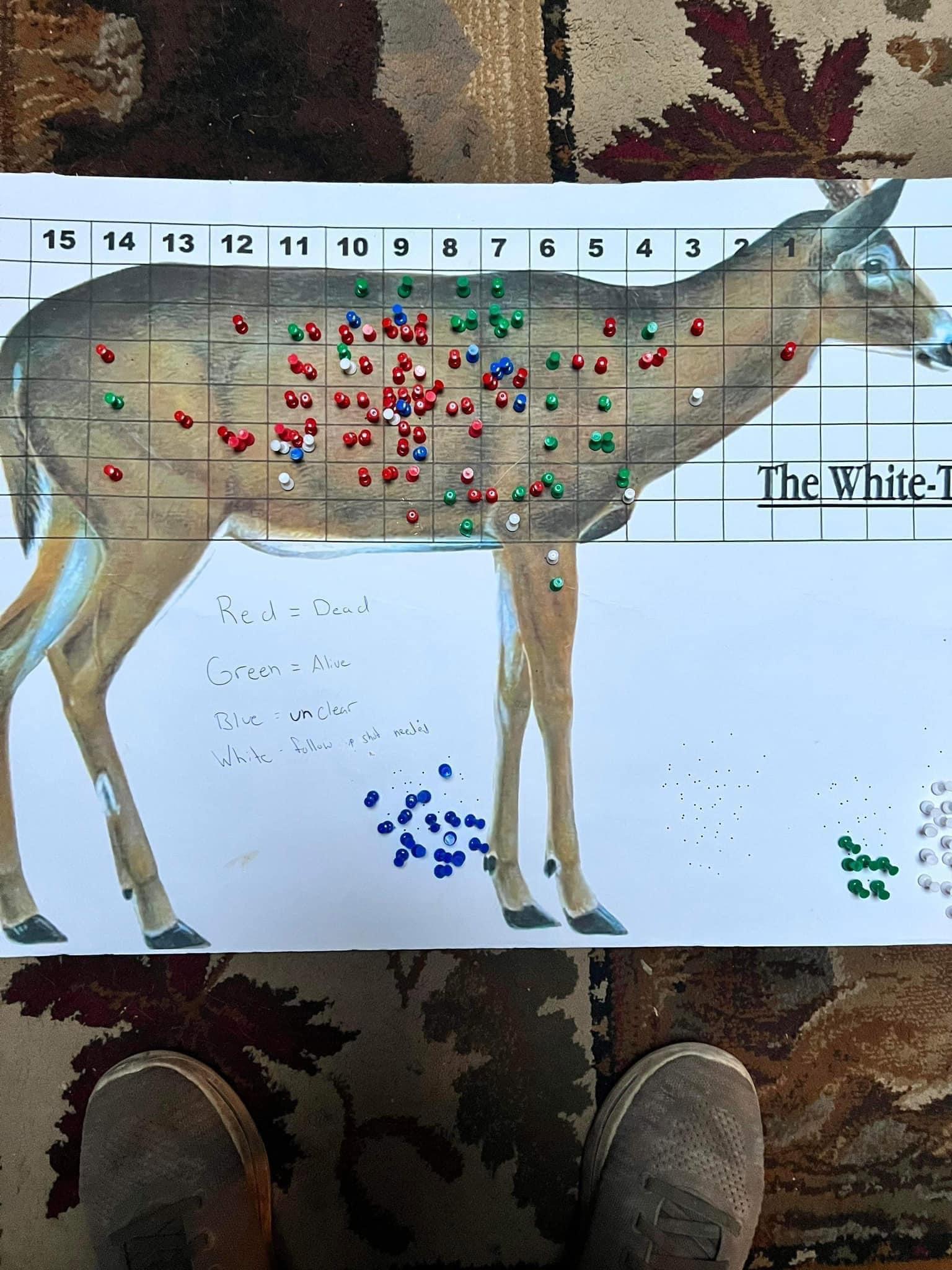 Our good friend Joe Tenney of Creek Side Deer Recovery in Ohio put this shot chart together with help of several Ohio Trackers a couple years ago.