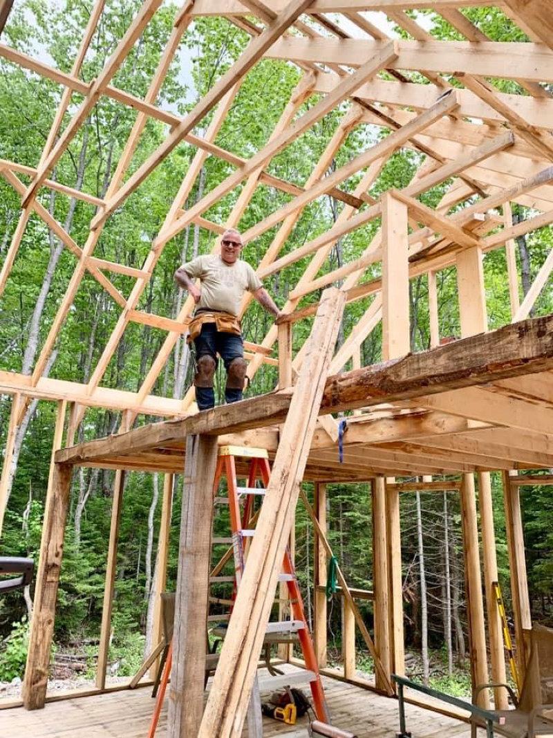 My off grid cabin cut and sawed every piece of lumber myself and built everything alone , loft has master bedroom with spare bedroom on main floor  , underneath spray foamed rest is R-20 .