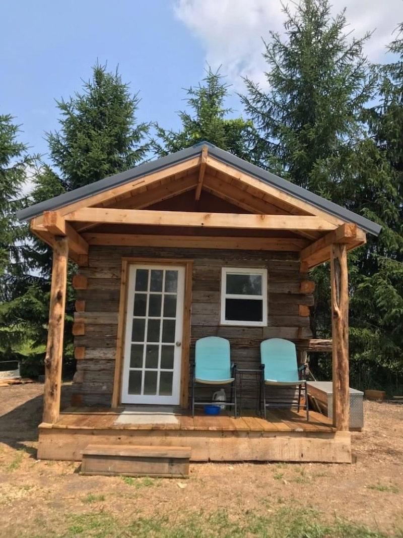 built mom a off grid cabin for her birthday from old western red cedar utility poles...non treated...