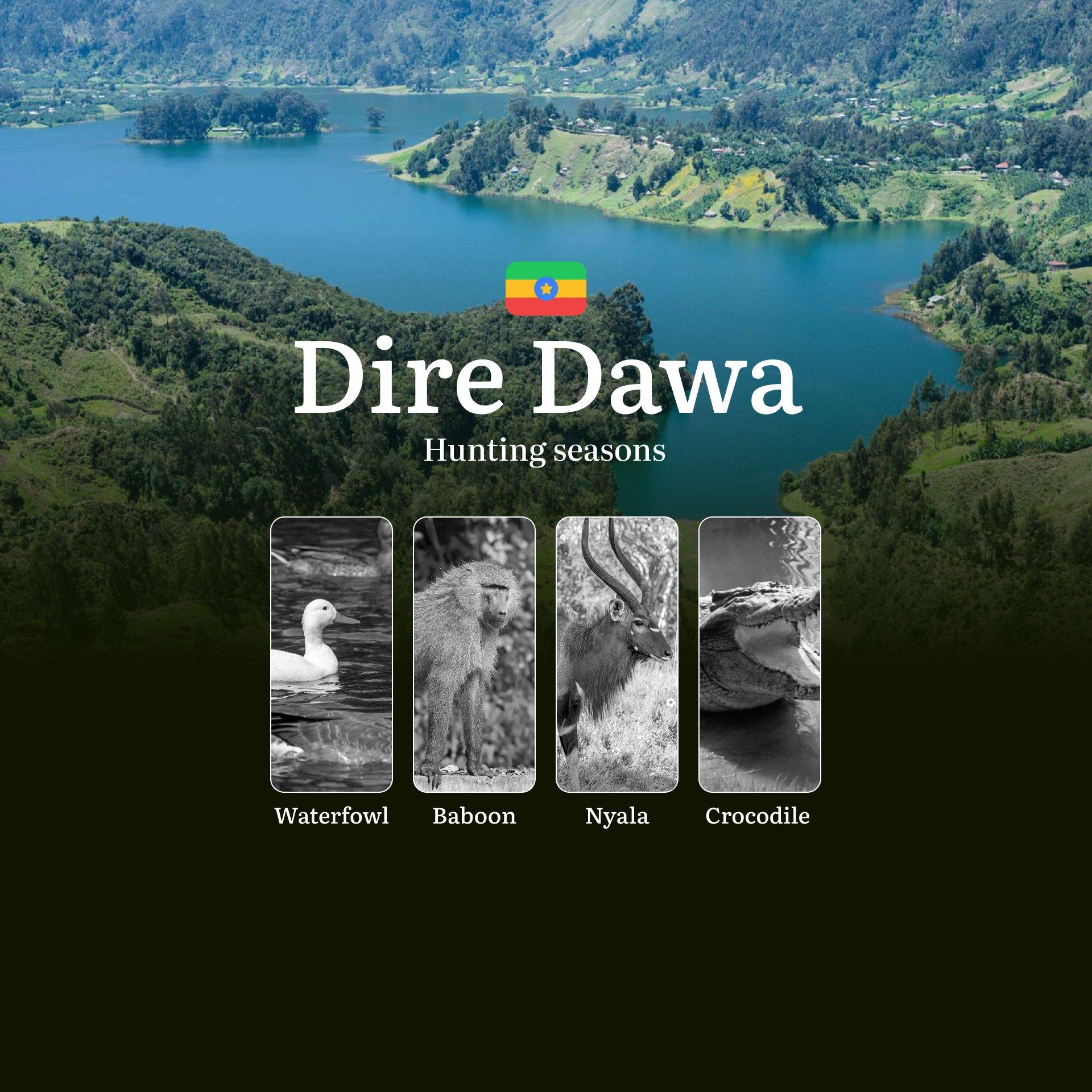 Seasons of Hunting in DIRE DAWA, Ethiopia: Hunting Periods, Opening and Closing Dates, Licenses, Rules and Times for Hunting