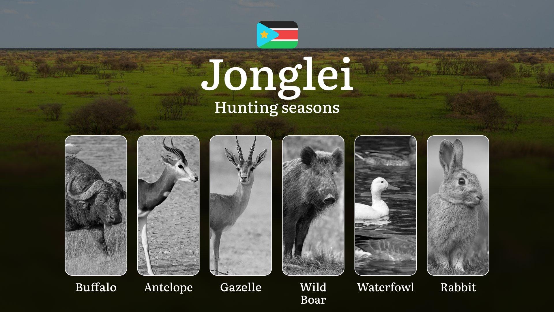 Jonglei: Official Hunting Timeline, Prime Seasons for Big and Small Game, Organizations, Species and Season Bans, Recommendations