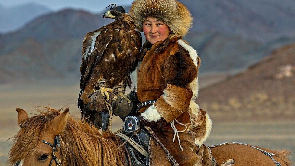 In Kazakhstan and Kyrgyzstan, and before, and now they hunt with the help of golden eagles.