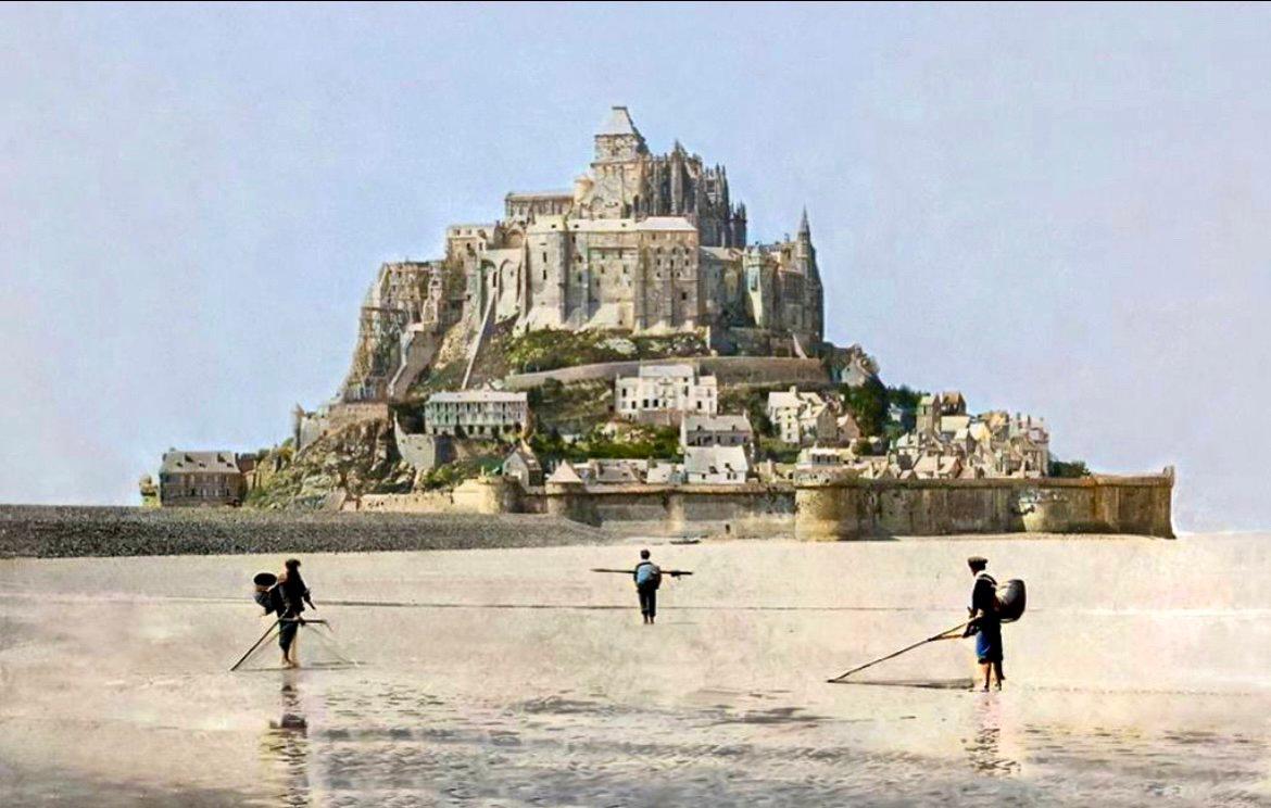 Fishermen near Mont Saint Michel.