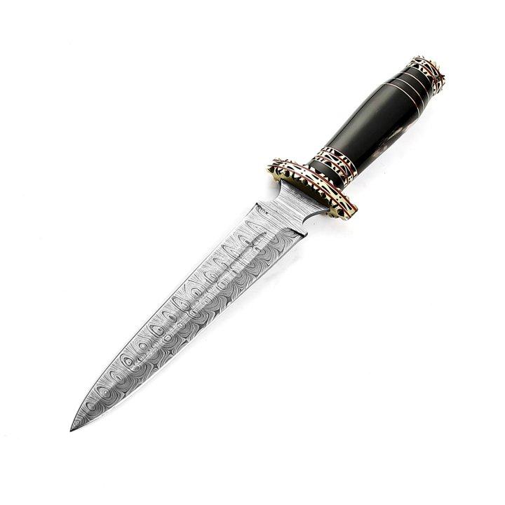 Custom made Damascus steel Dagger knife Buffalo & wood Handel 