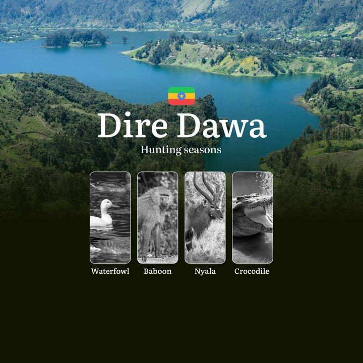 Seasons of Hunting in DIRE DAWA, Ethiopia: Hunting Periods, Opening and Closing Dates, Licenses, Rules and Times for Hunting