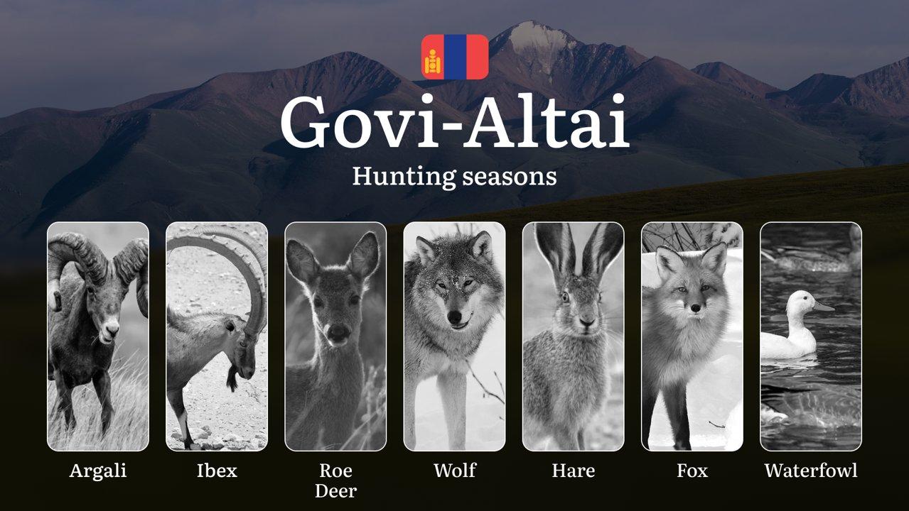 Govi-Altai Province: <strong>Hunting</strong> Seasons and Timing, Regulations and Licensing, Required Documents and Procedures, Tips for Hunters

<strong>Hunting</strong>
