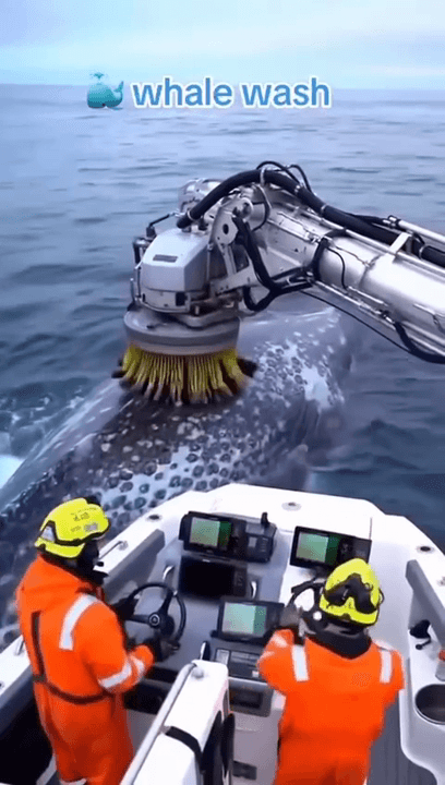 Finally, conservationists have created a whale wash to clean skin parasites from whales!
Well... of course you realized that it's all a hat)) No one created a whale wash